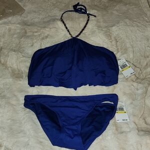 Michael Kors Cobalt Blue Bikini Top with Chain Accent